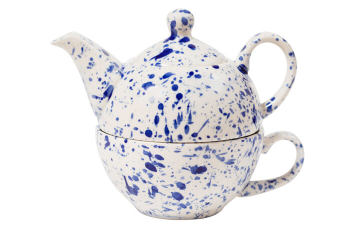 Splatter Tea for One Blue